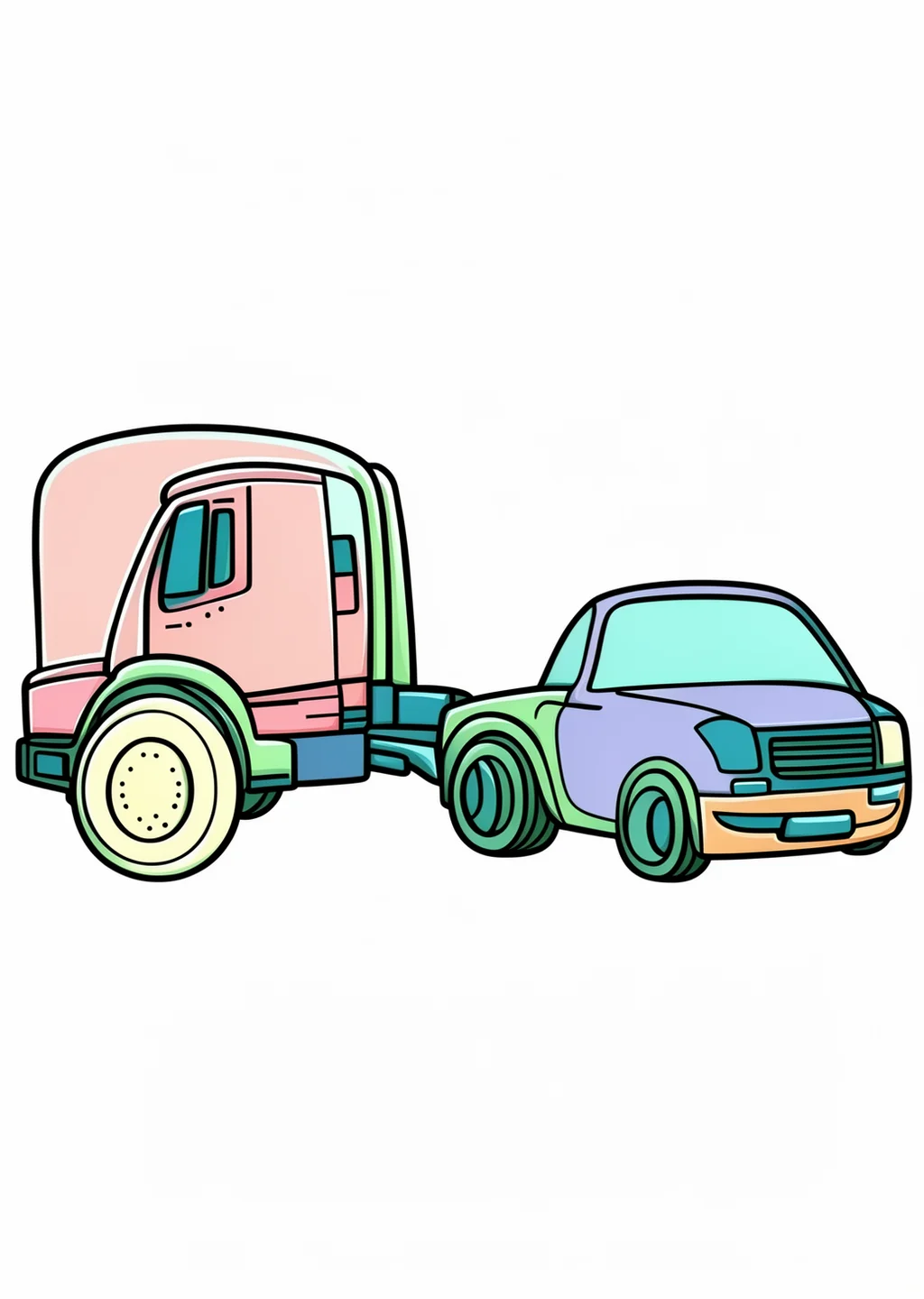 Abschleppwagen Coloring Page – colored example