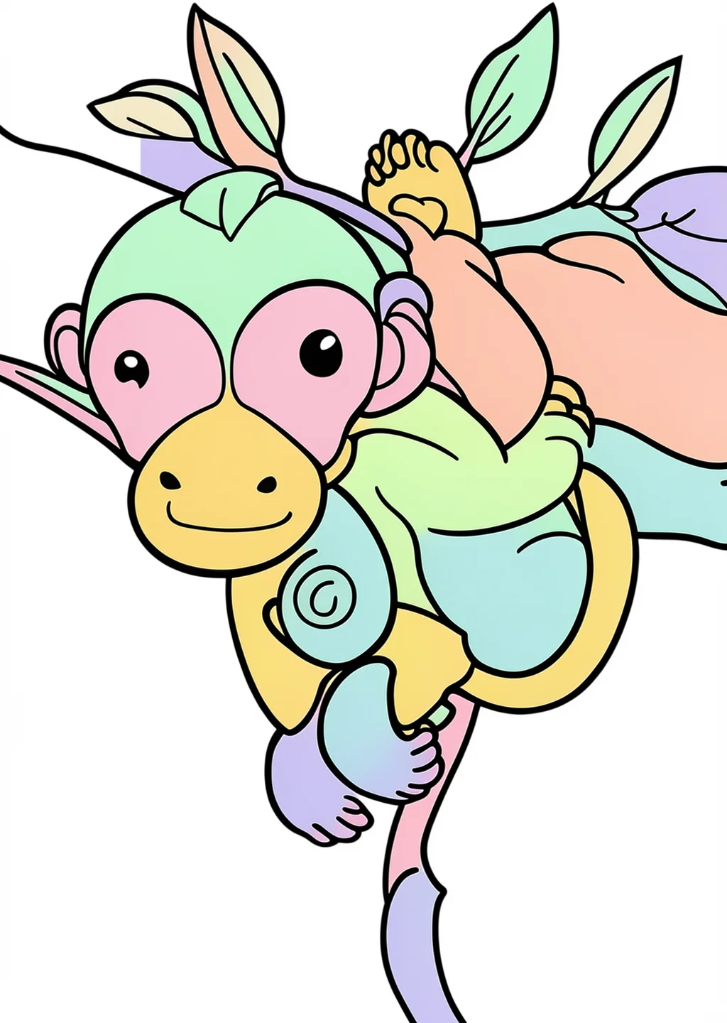 Monkey Coloring Page – colored example
