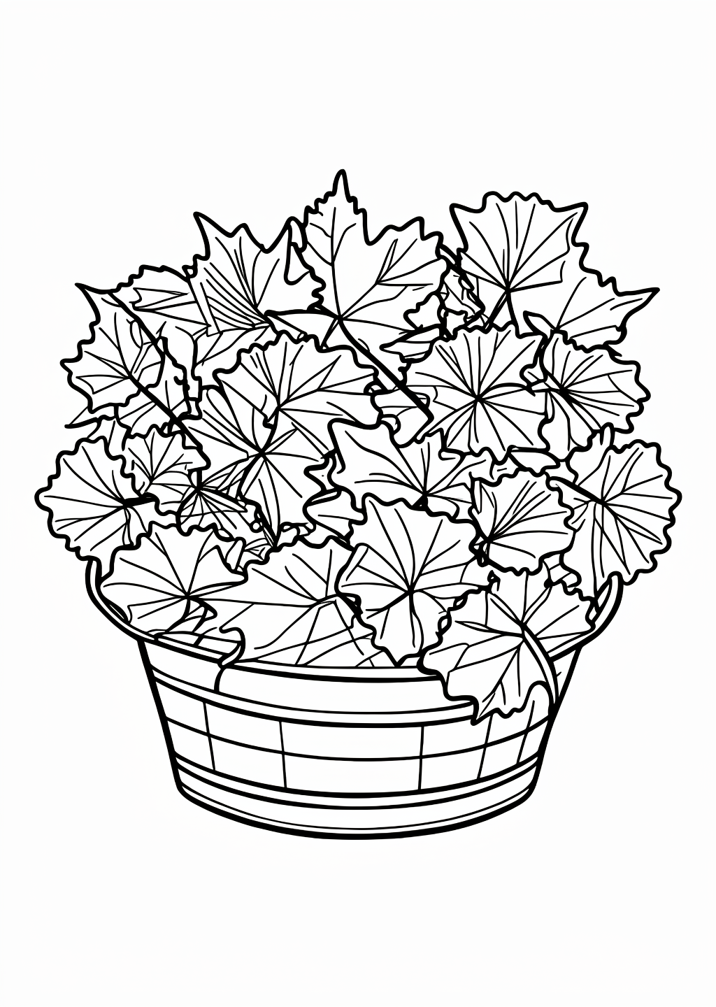 Autumn Maple Basket Coloring Page – line art