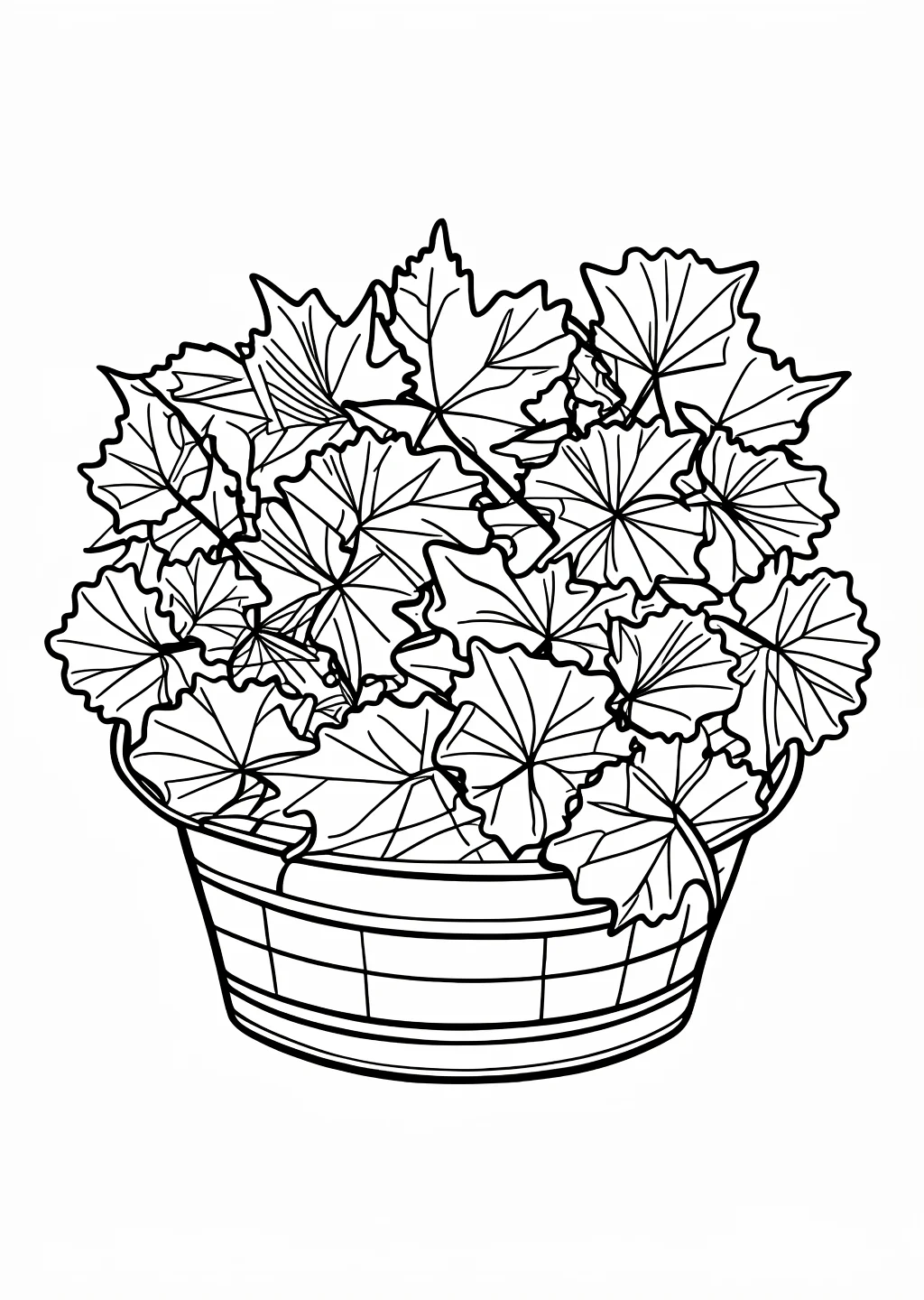 Autumn Maple Basket Coloring Page