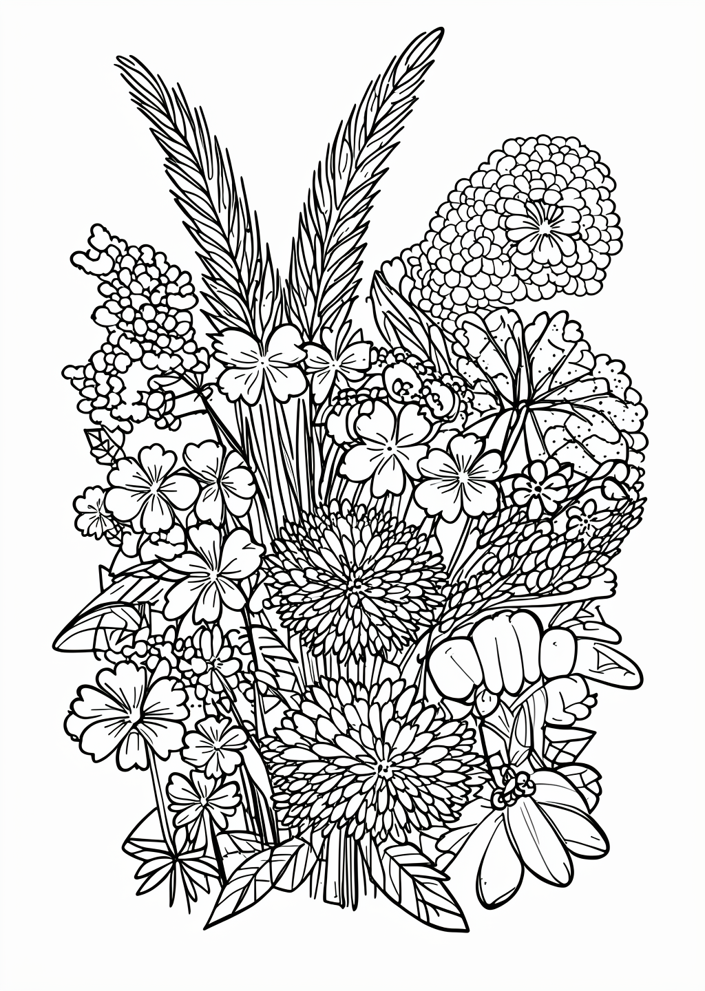 Autumn Herbs Coloring Page – line art
