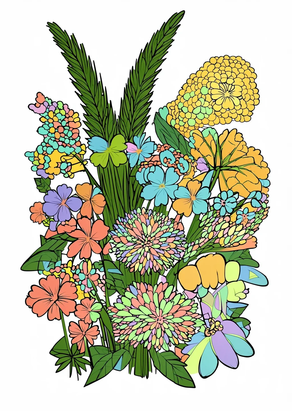 Autumn Herbs Coloring Page – colored example