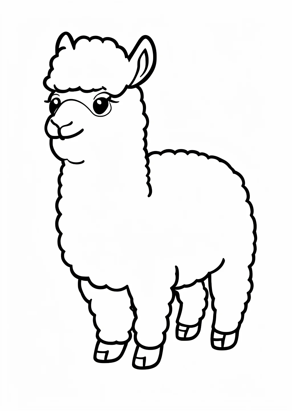 Fluffy Alpaca Coloring Page