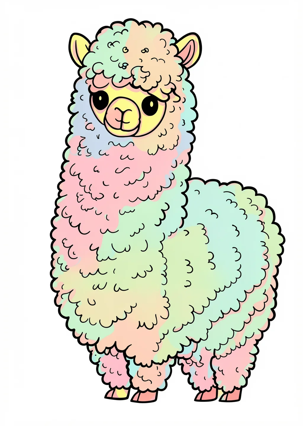 Alpaca Coloring Page – colored example