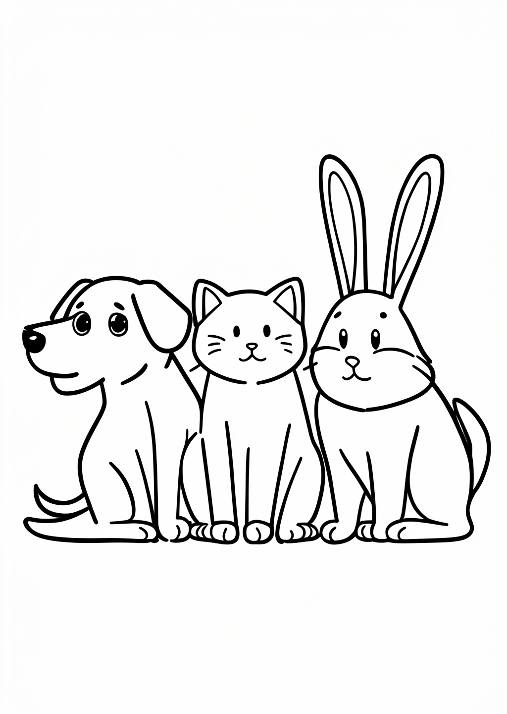 Animal Friends Coloring Page – line art