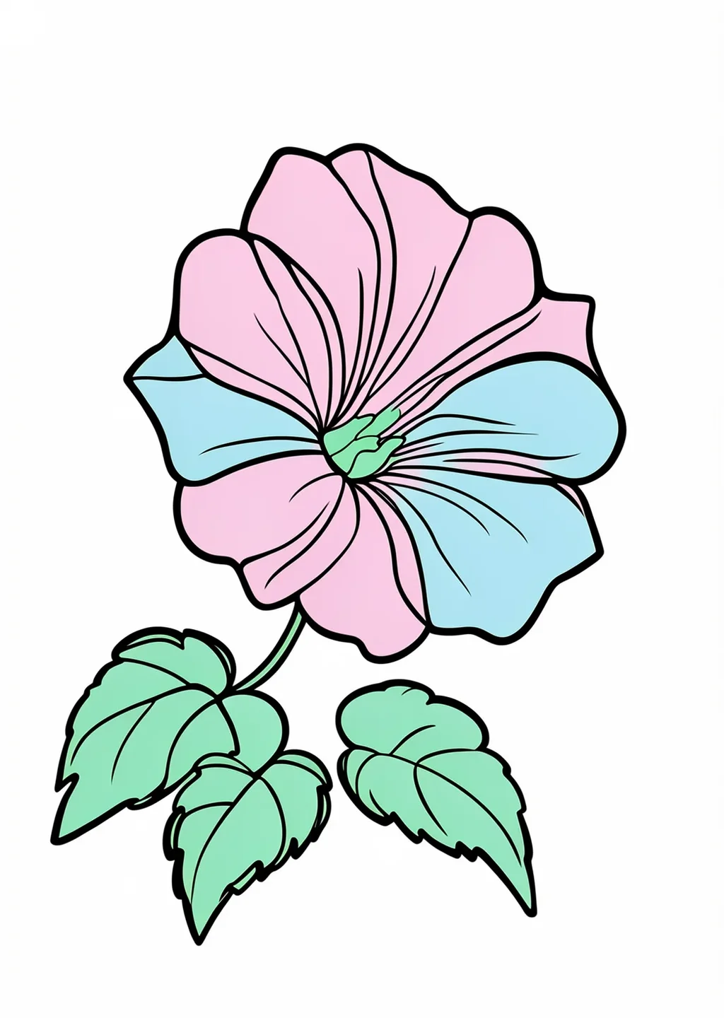 Morning Glory Coloring Page – colored example