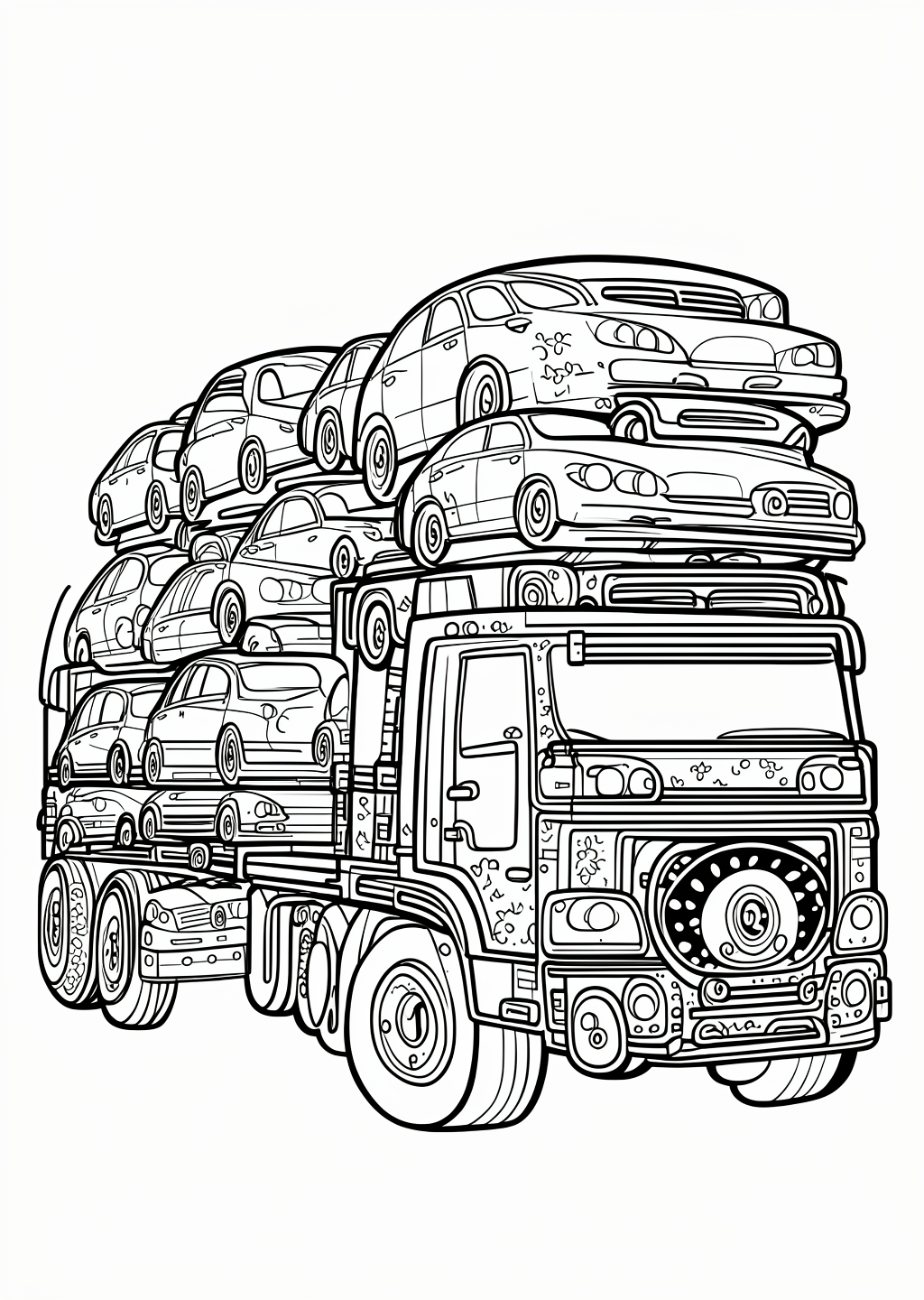 Autotransporter Coloring Page – line art