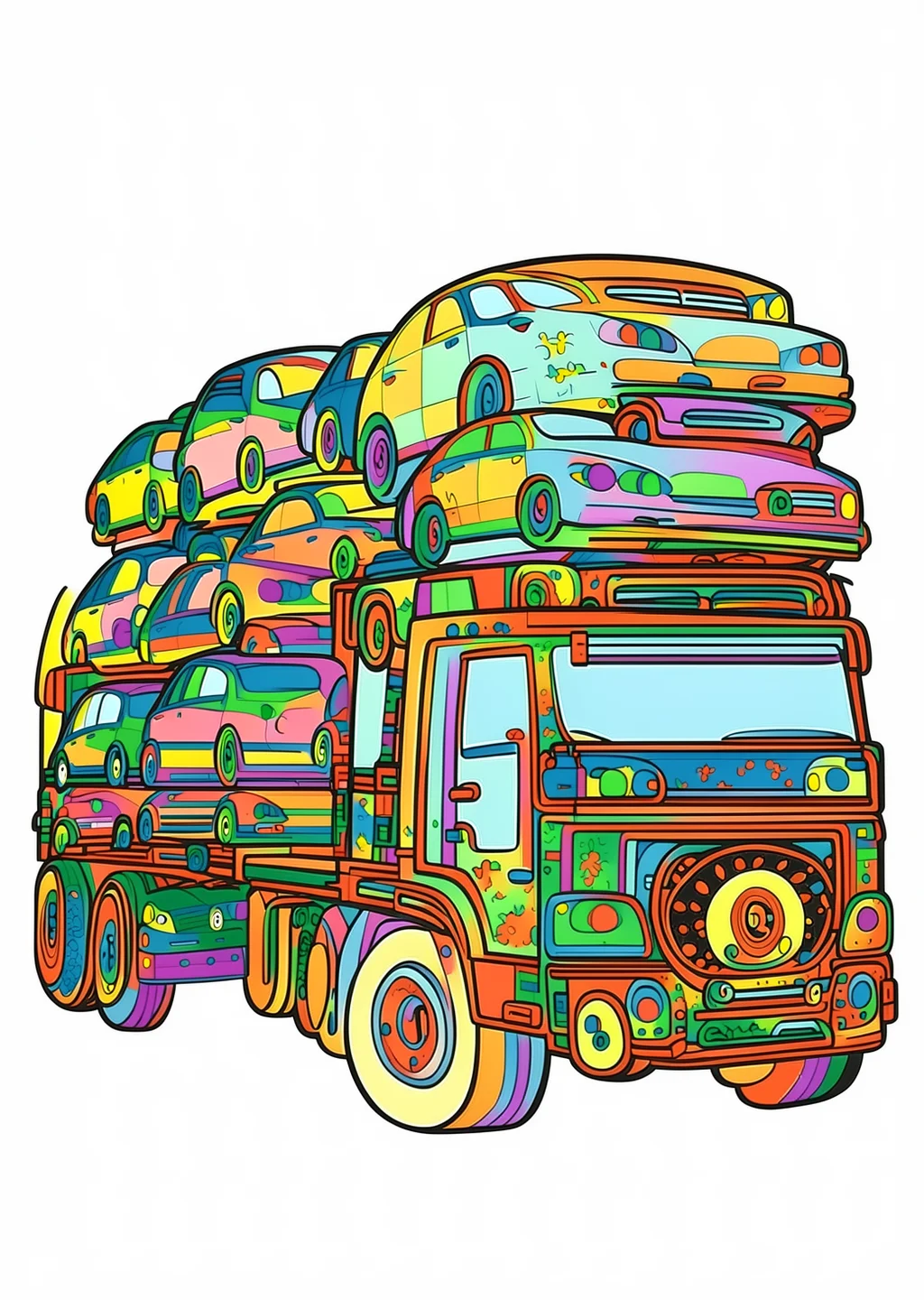 Autotransporter Coloring Page – colored example