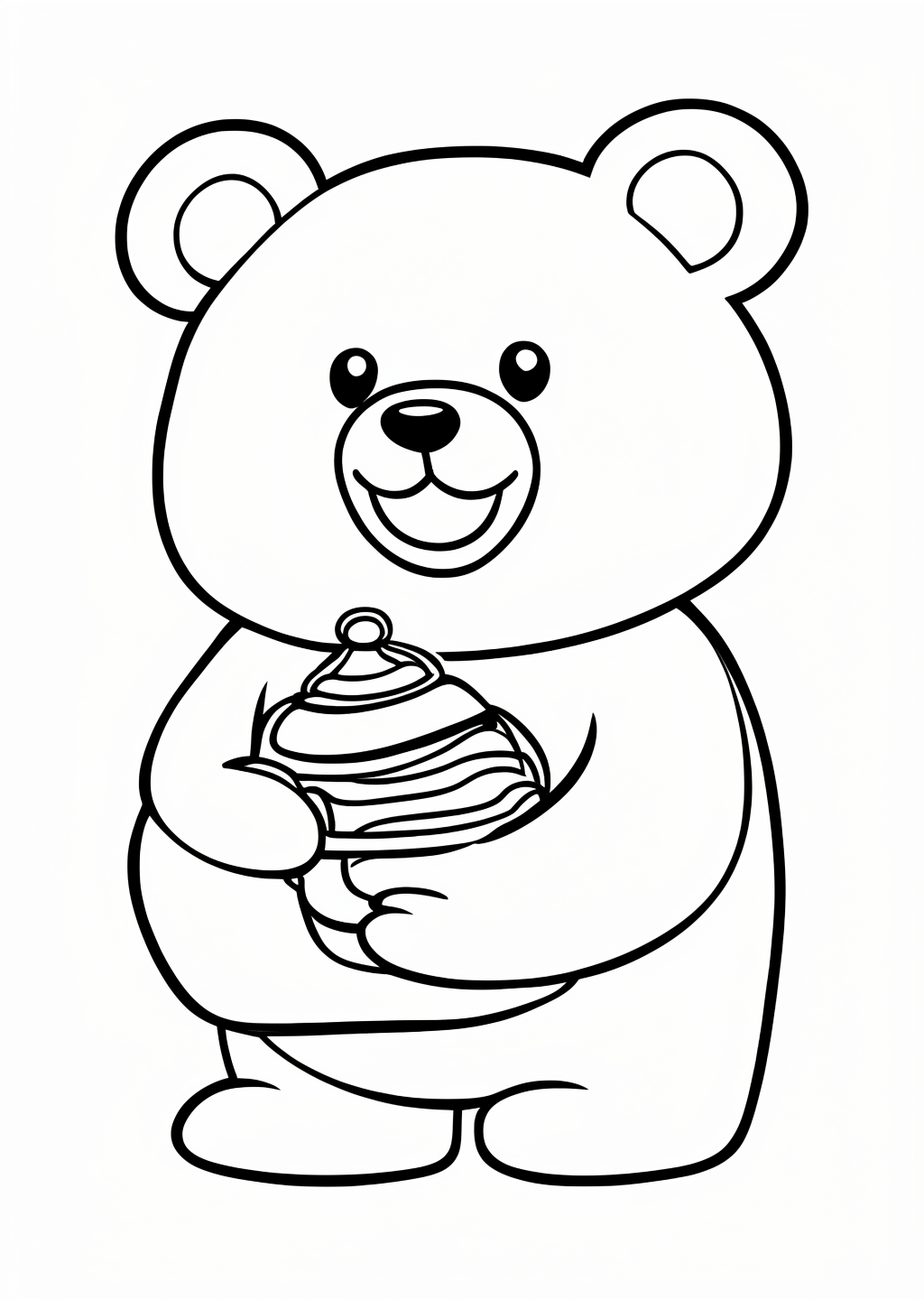 Bear with Honey Coloring Page – line art