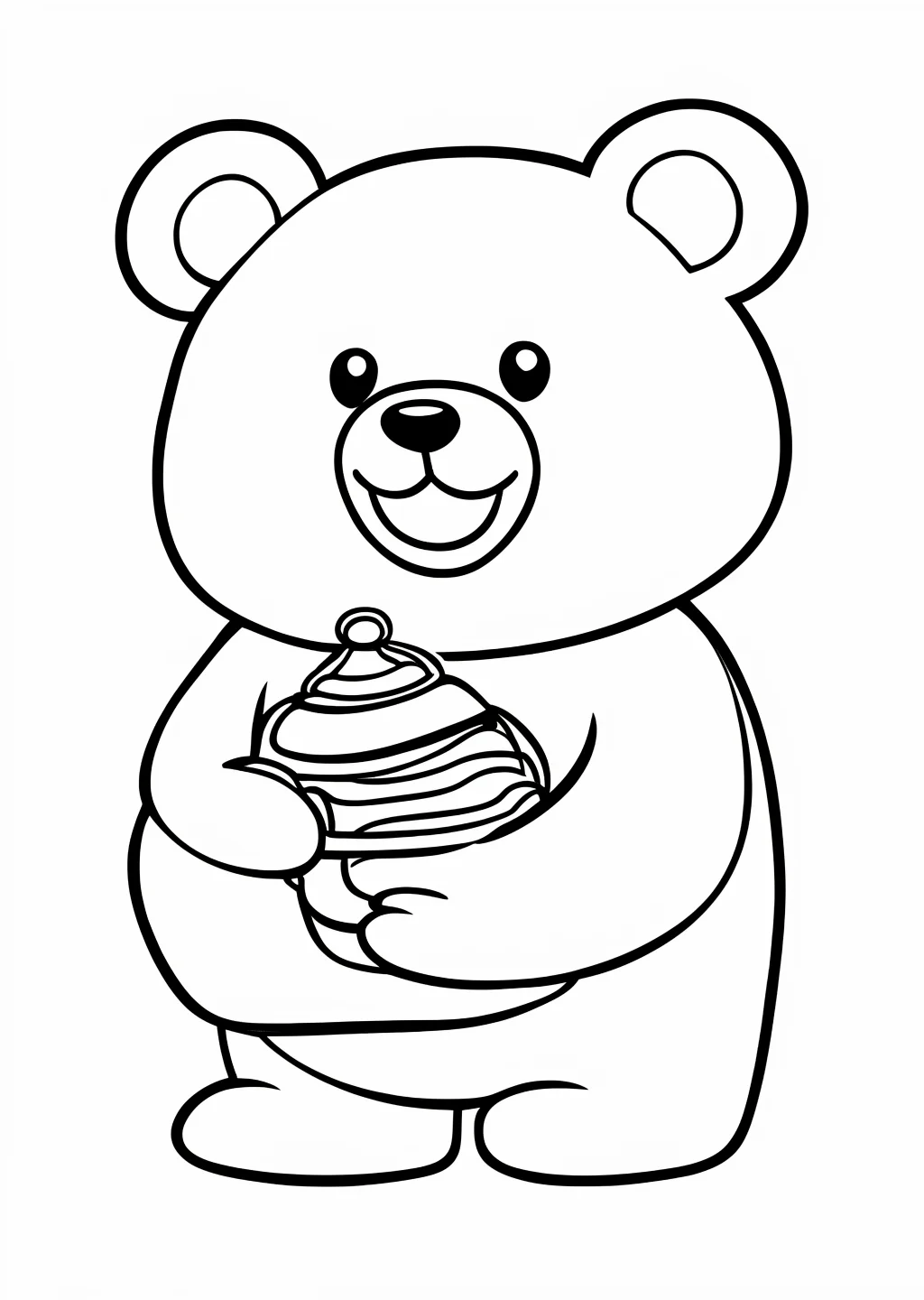 Bear with Honey Coloring Page