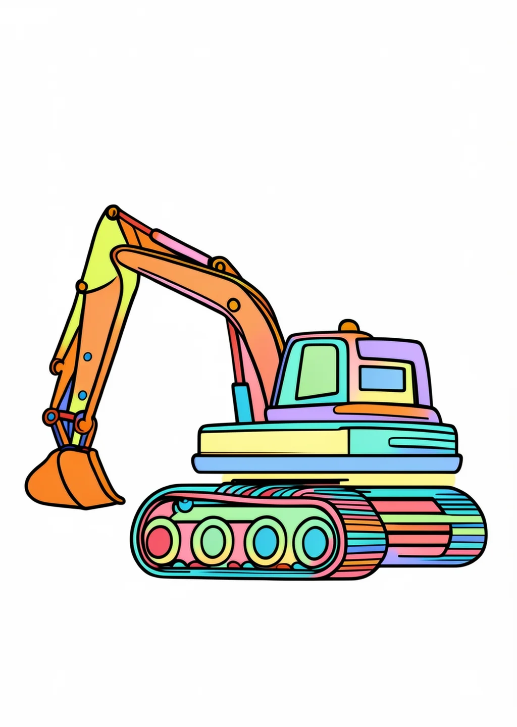 Excavator Coloring Page – colored example