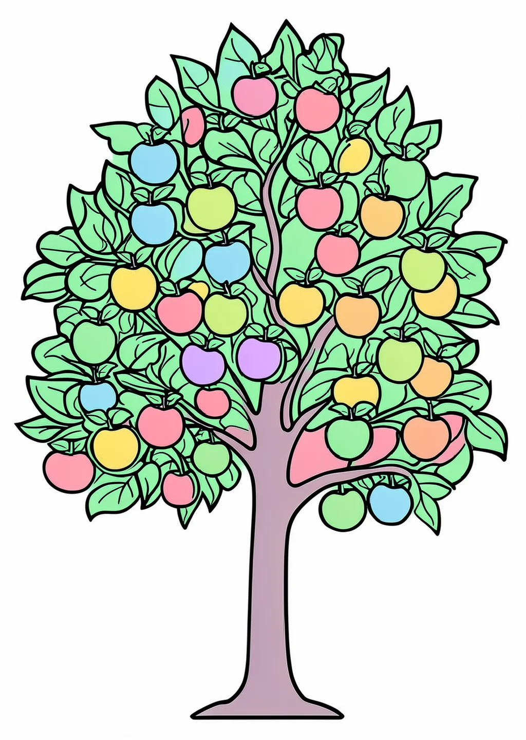 Apple Tree Coloring Page – colored example