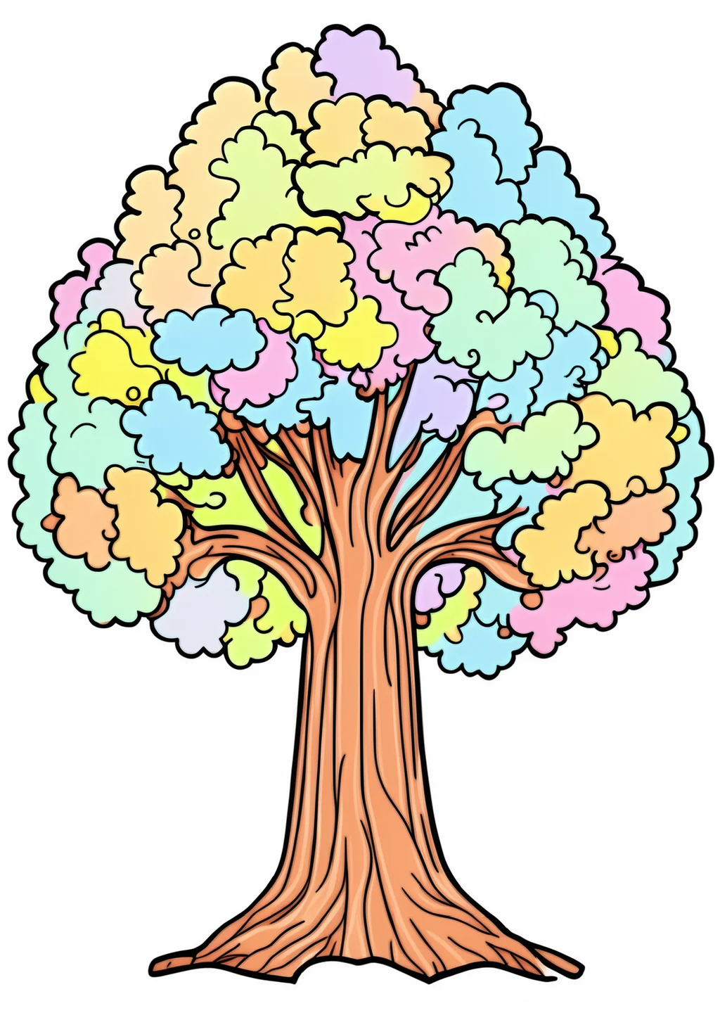 Oak Tree Coloring Page – colored example