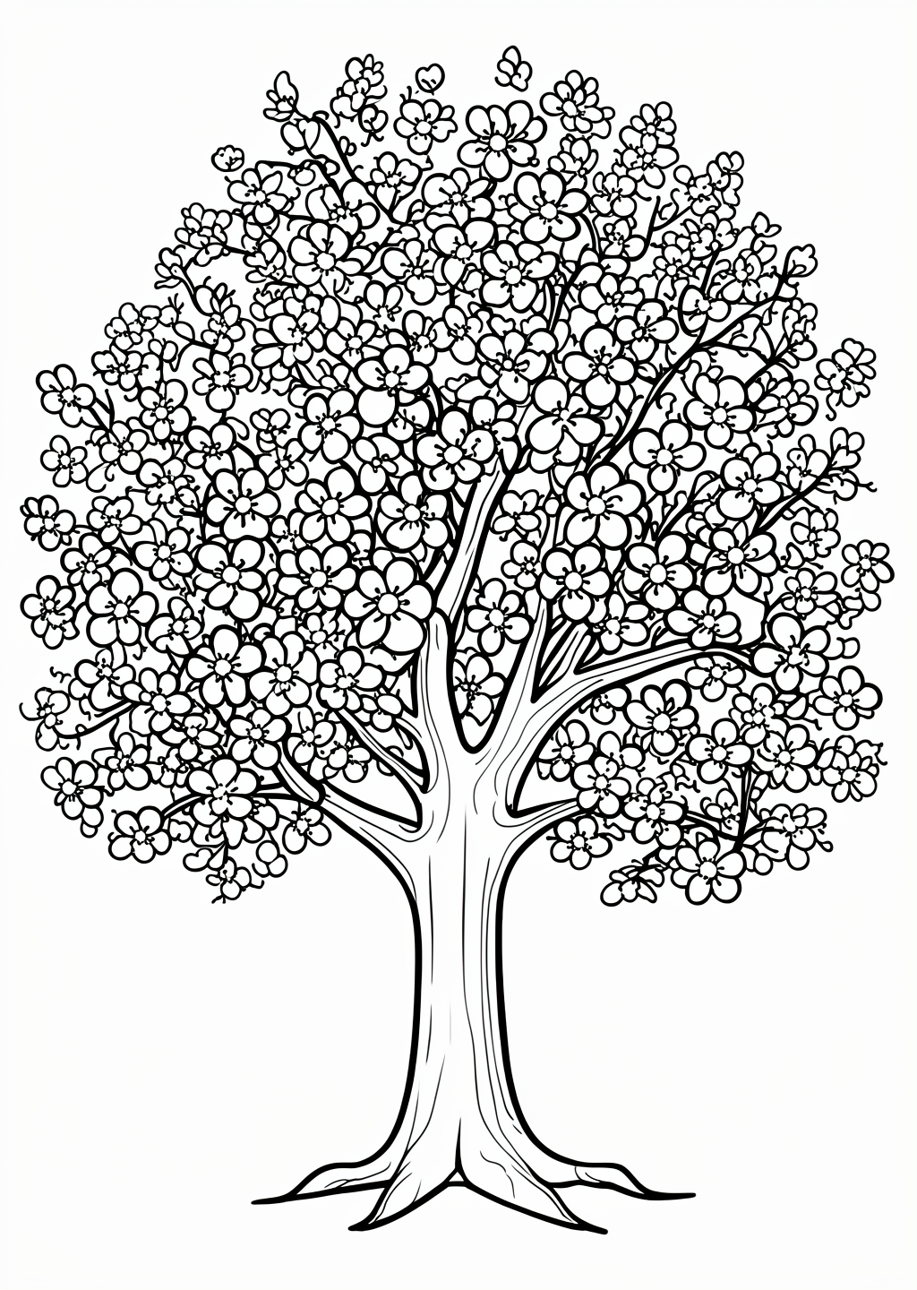 Four Seasons Tree Coloring Page – line art