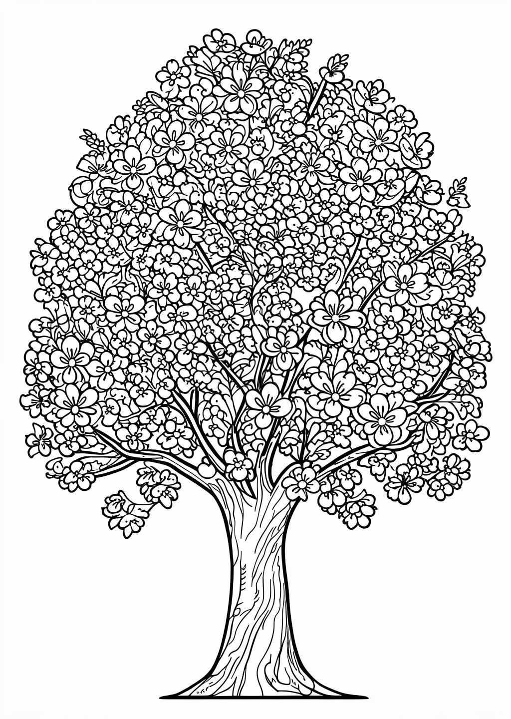 Cherry Tree Coloring Page – line art
