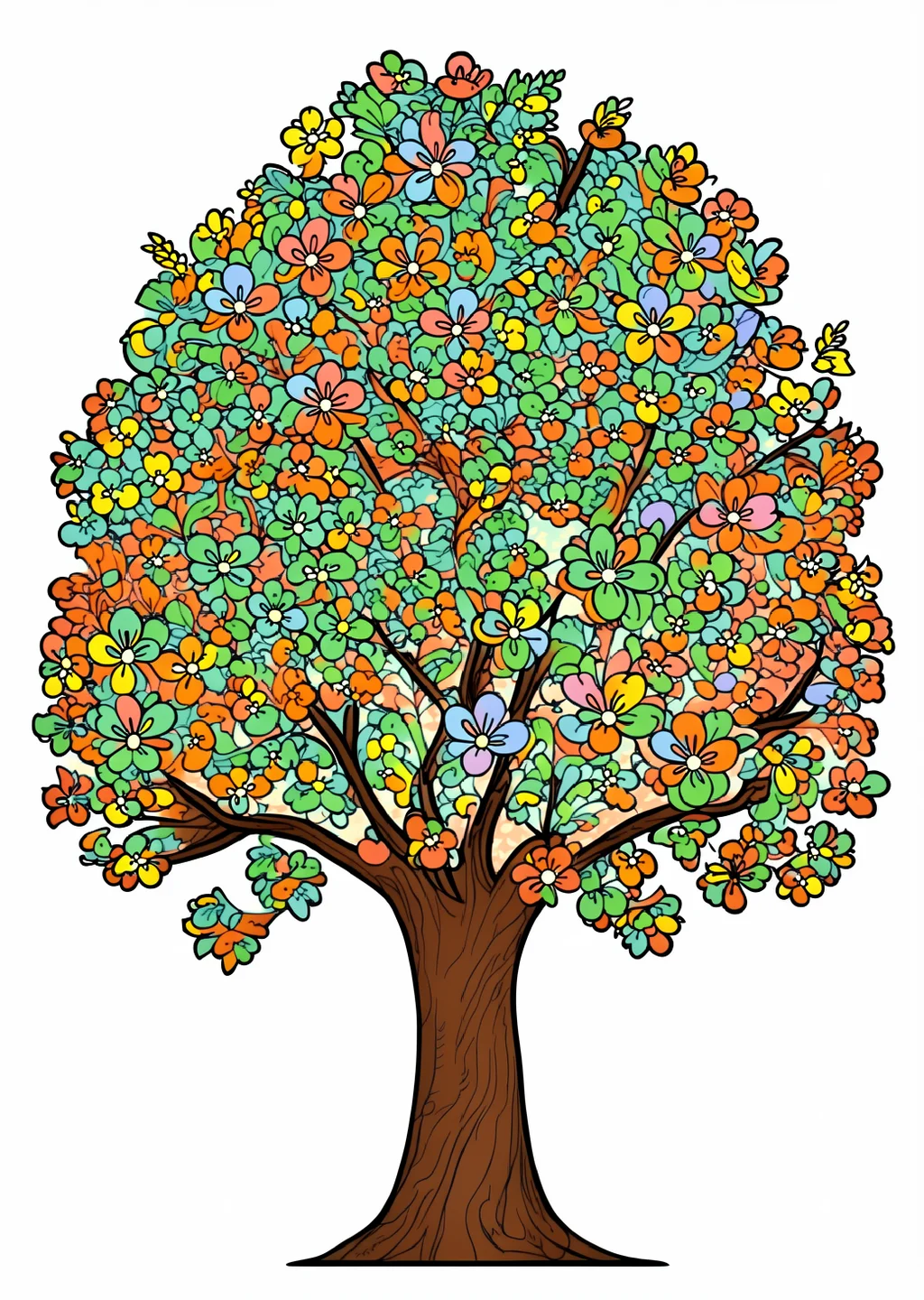 Cherry Tree Coloring Page – colored example