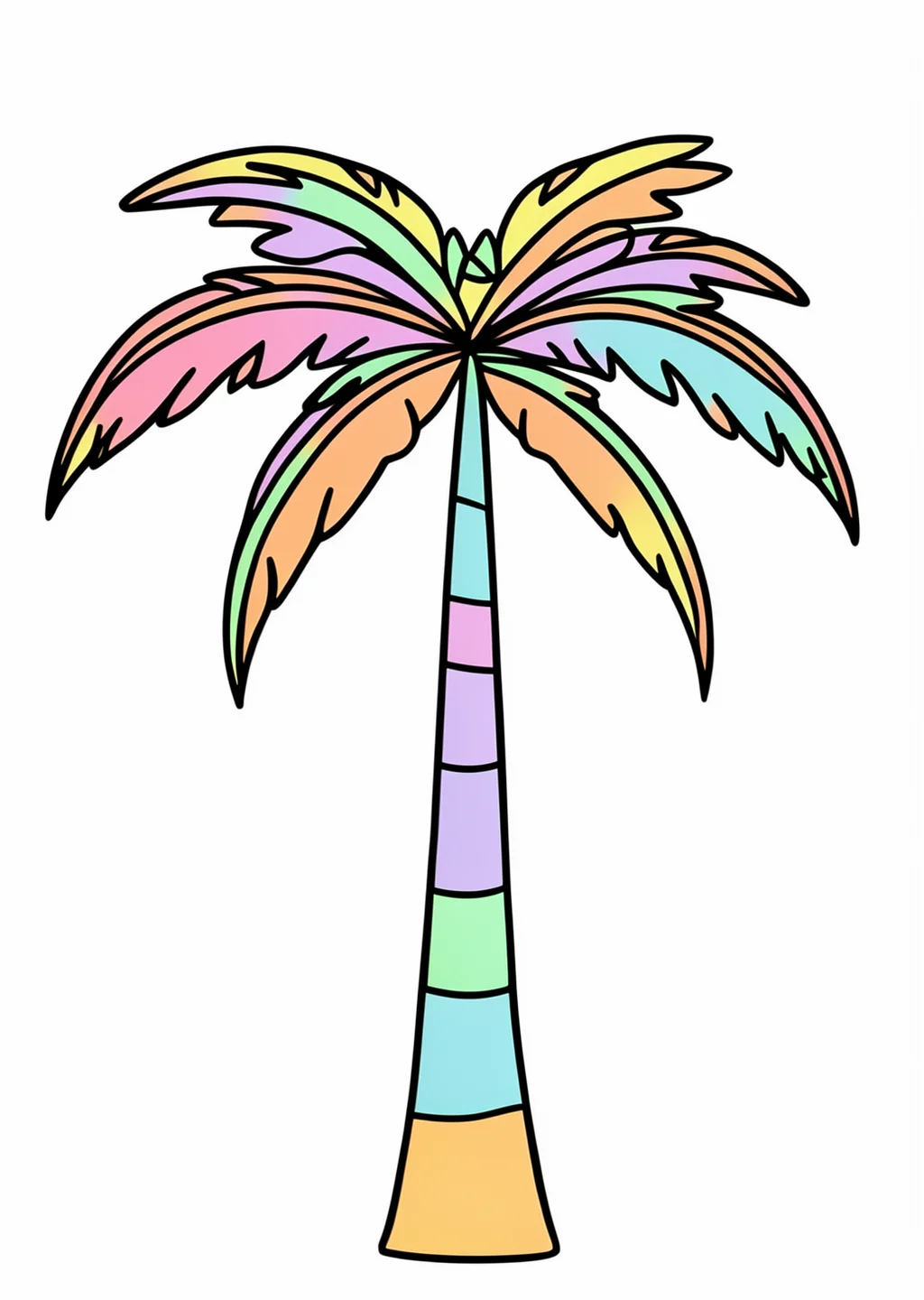 Palm Tree Coloring Page – colored example