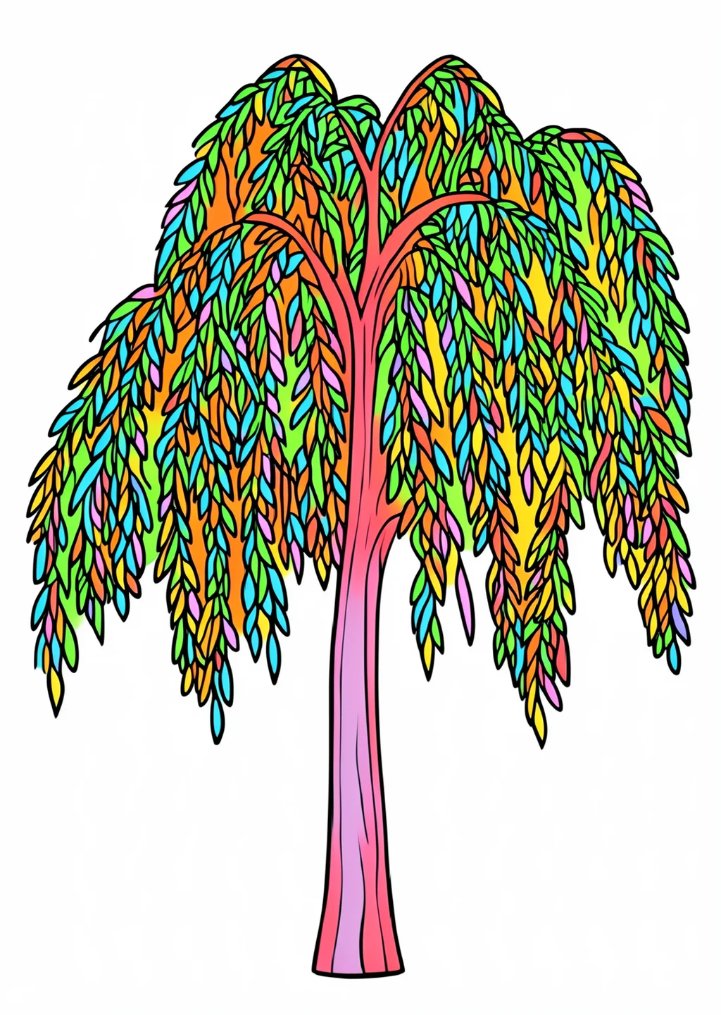 Willow Tree Coloring Page – colored example