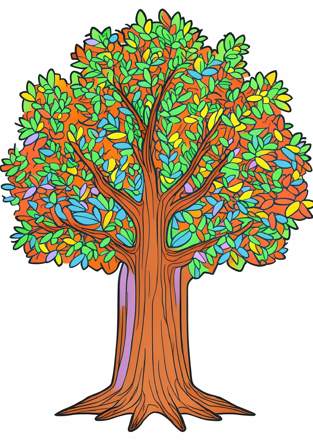 Tree Coloring Page – colored example