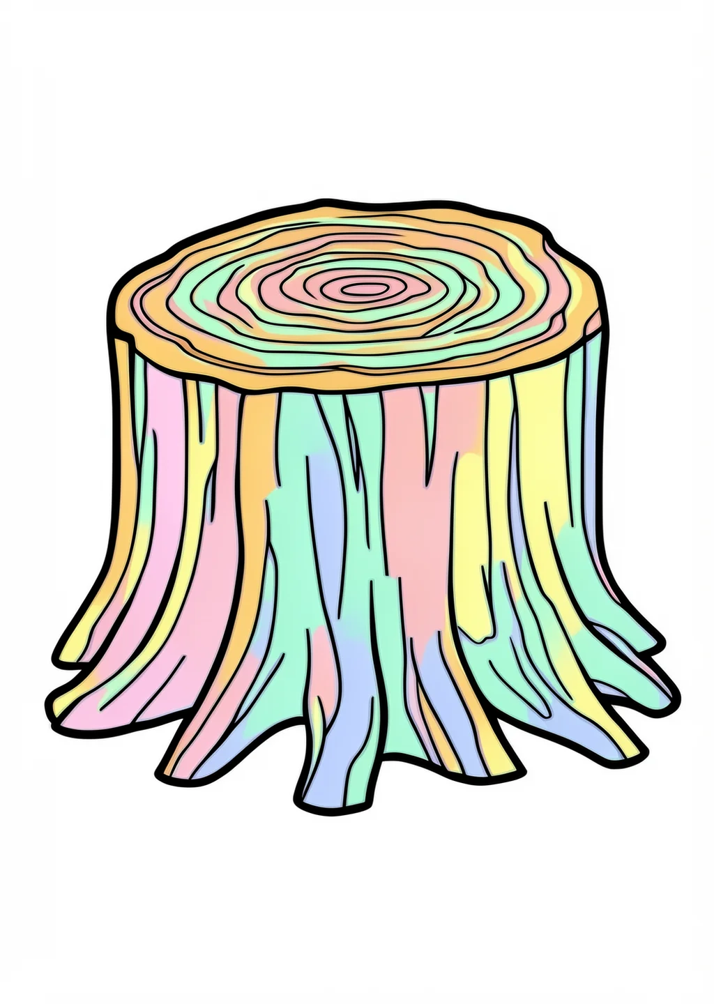 Tree Stump Coloring Page – colored example