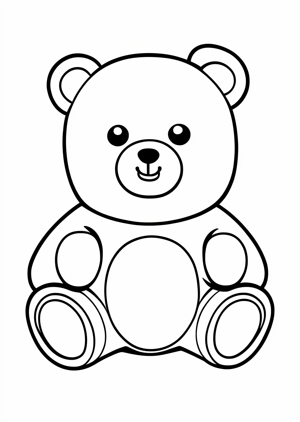 Kawaii Bear Coloring Page – line art