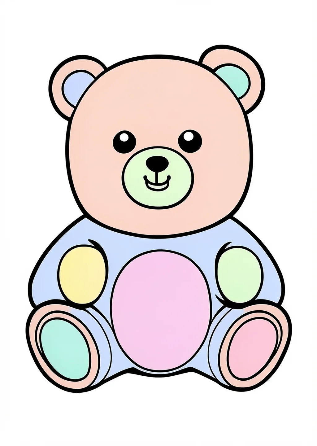 Kawaii Bear Coloring Page – colored example