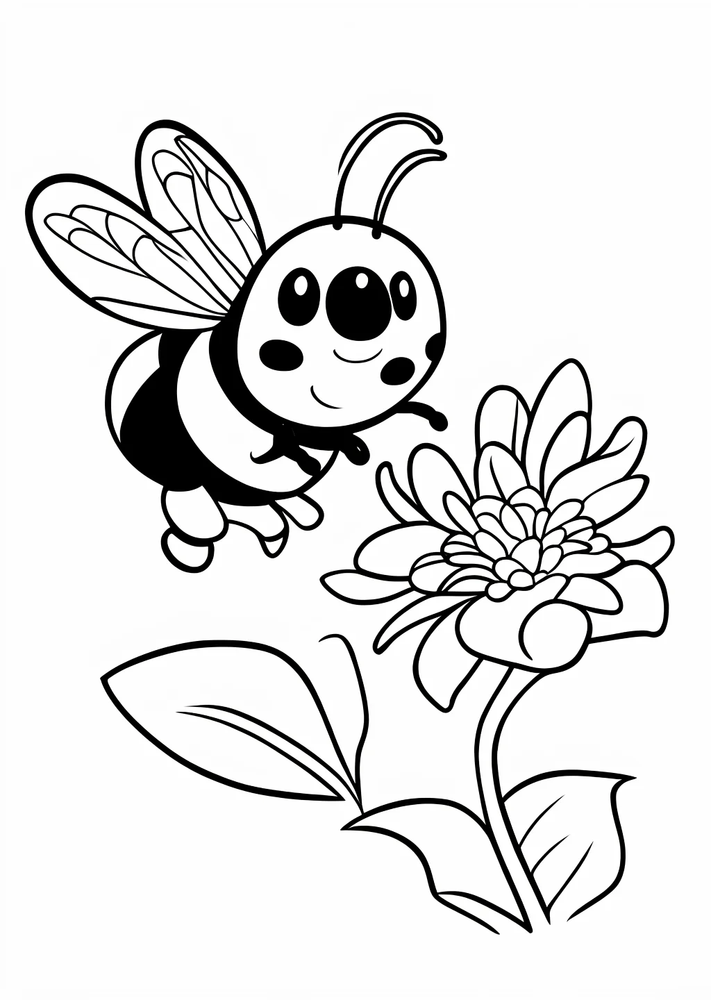 Bee and Flower Coloring Page
