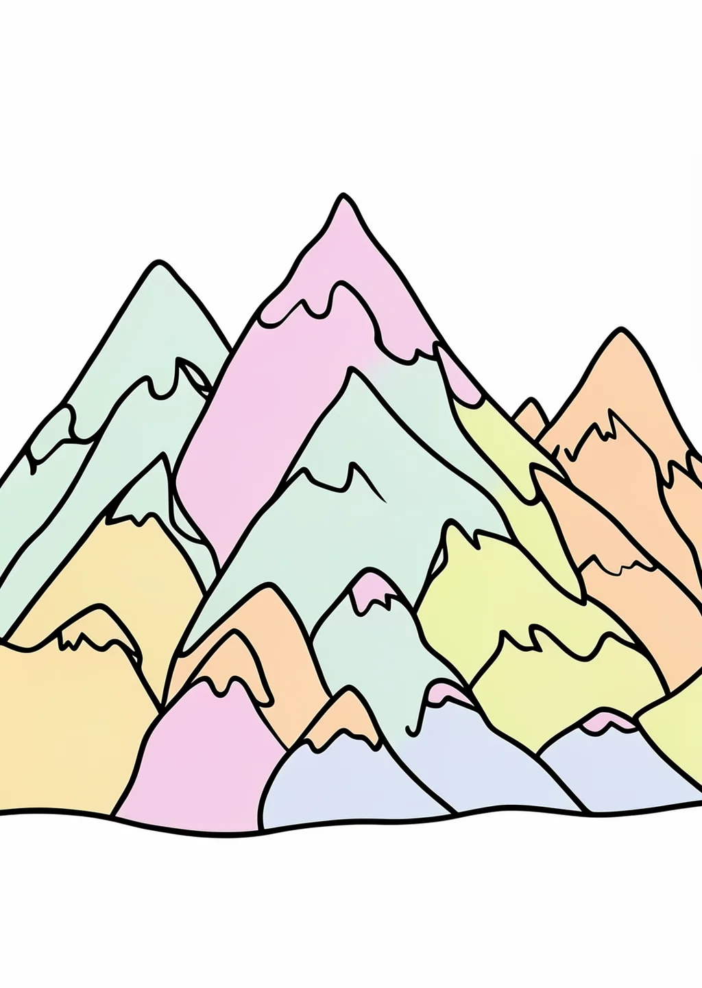 Mountain Coloring Page – colored example