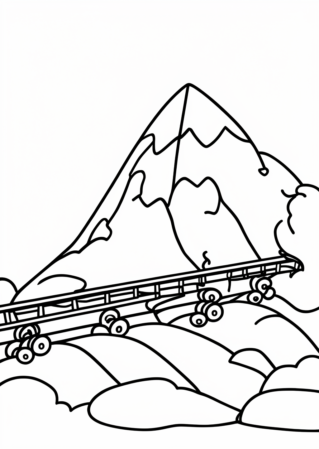 Mountain Railway Coloring Page – line art