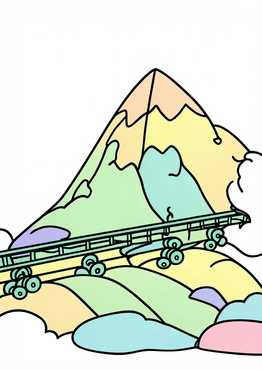Mountain Railway Coloring Page – colored example