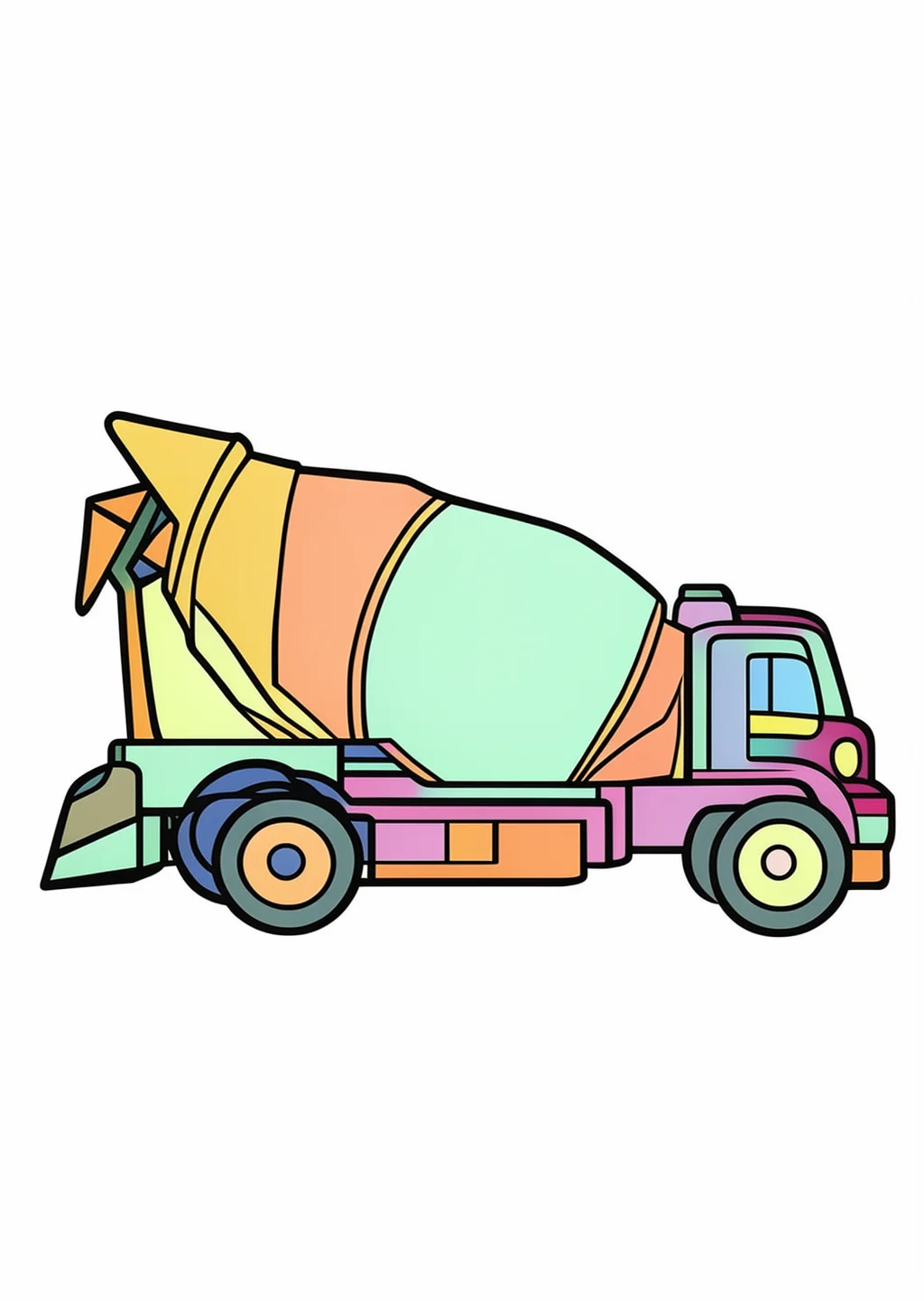 Concrete Mixer Coloring Page – colored example