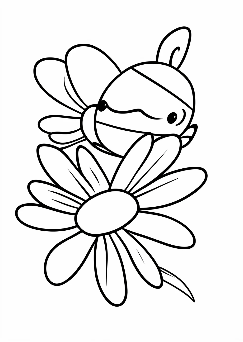 Bee and Flower Coloring Page