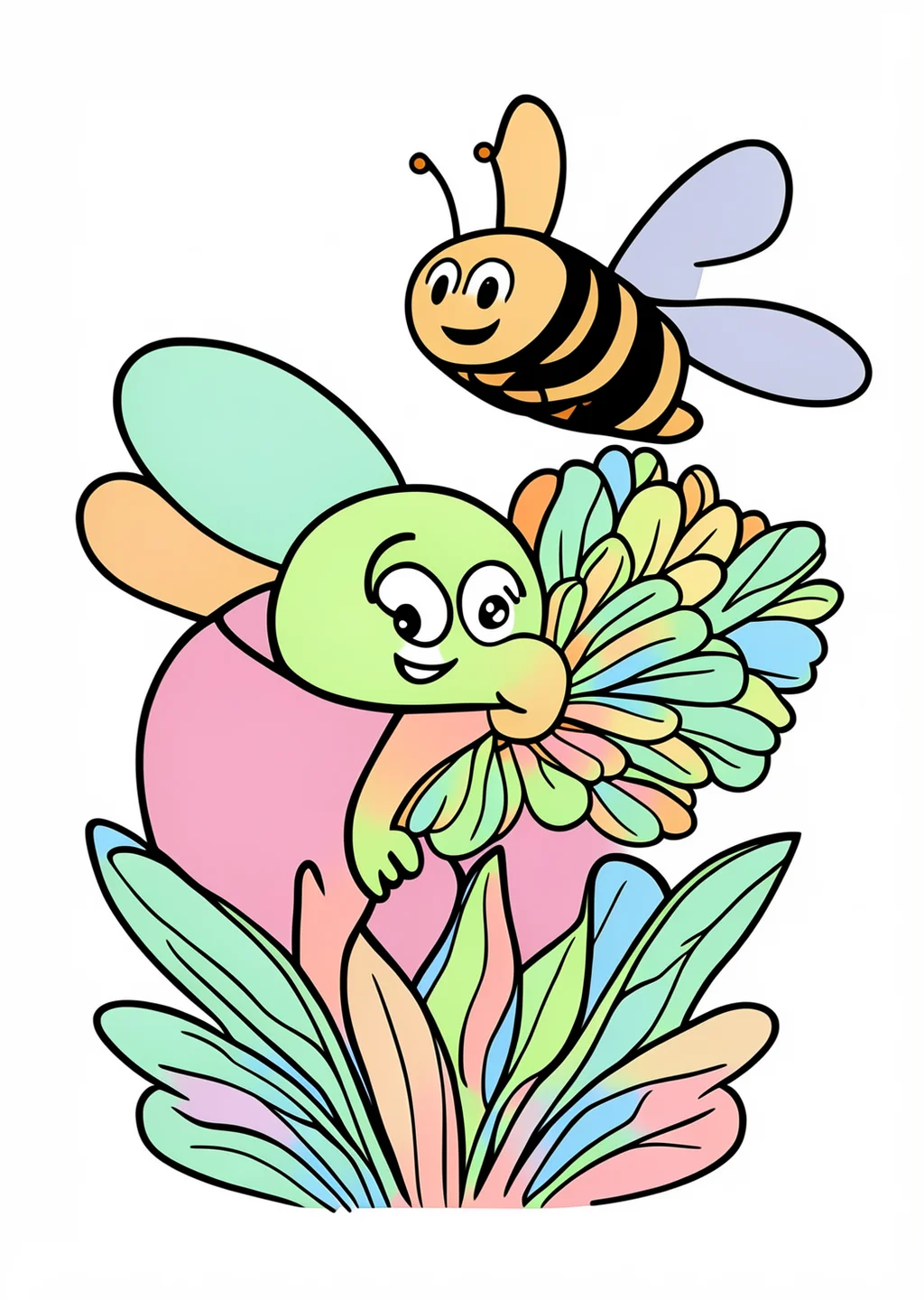 Bee Coloring Page – colored example