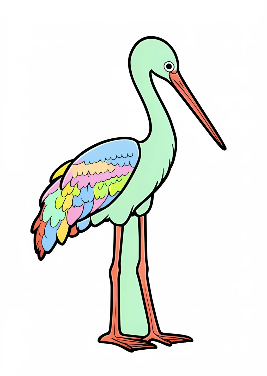 Crane Coloring Page – colored example