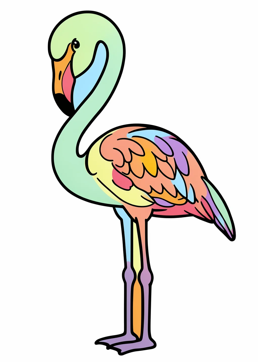 Flamingo Coloring Page – colored example