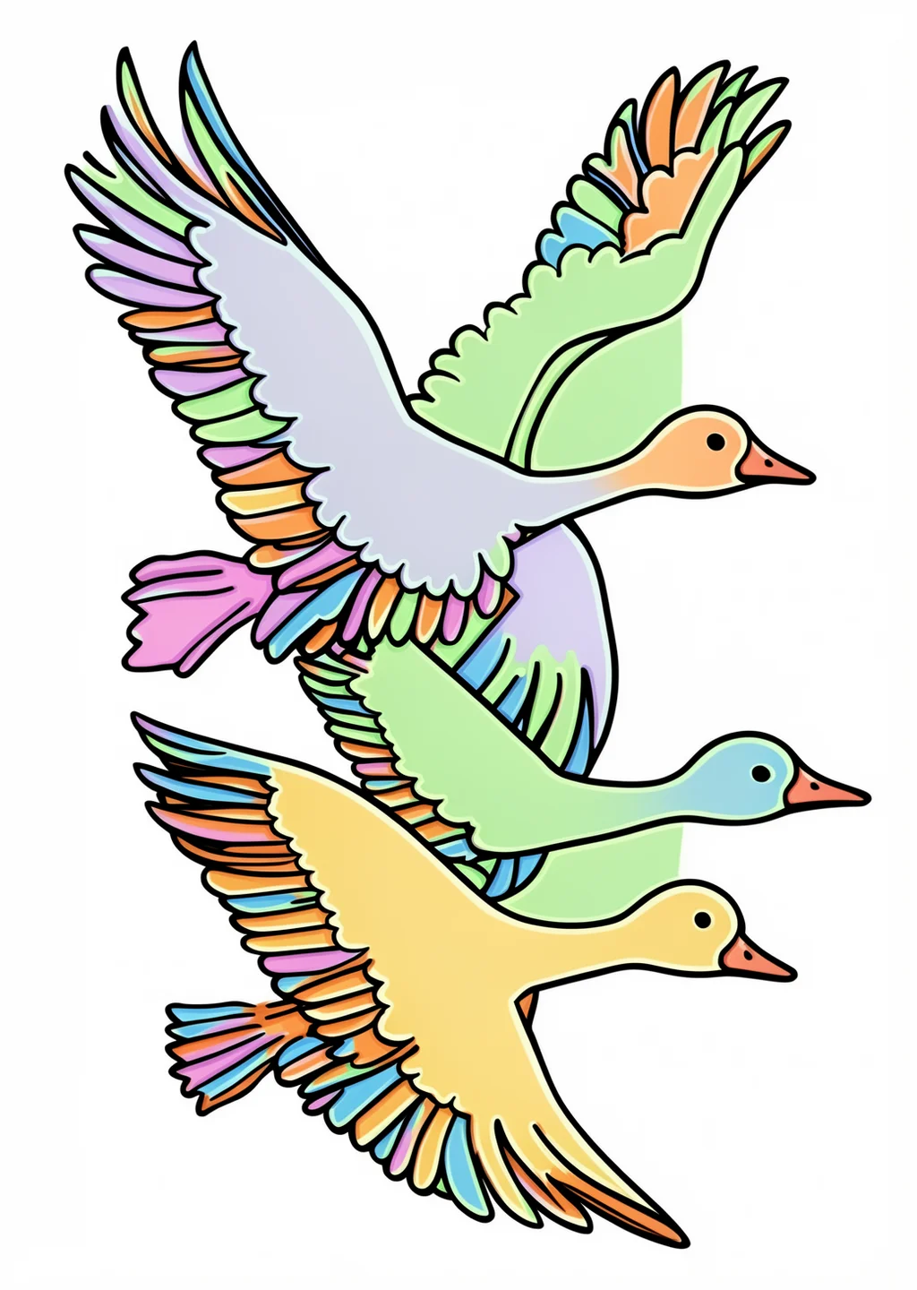 Goose Coloring Page – colored example