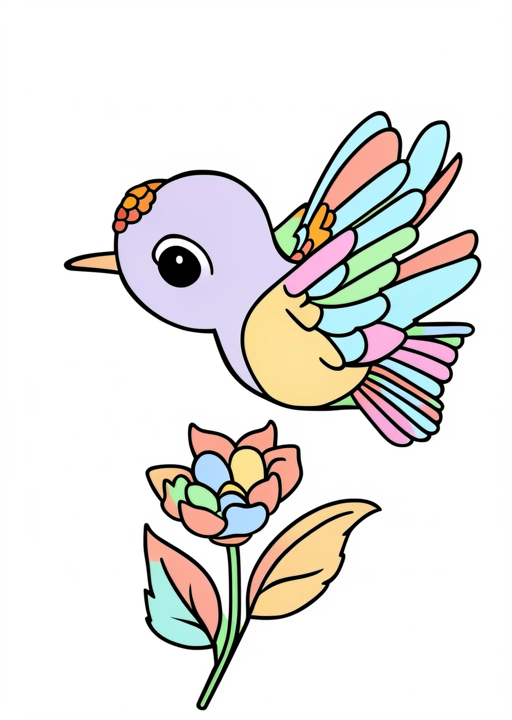 Hummingbird Coloring Page – colored example