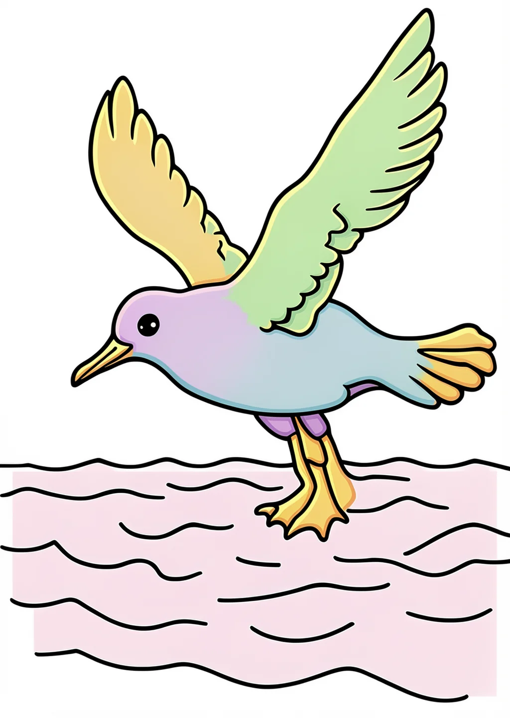 Seagull Coloring Page – colored example