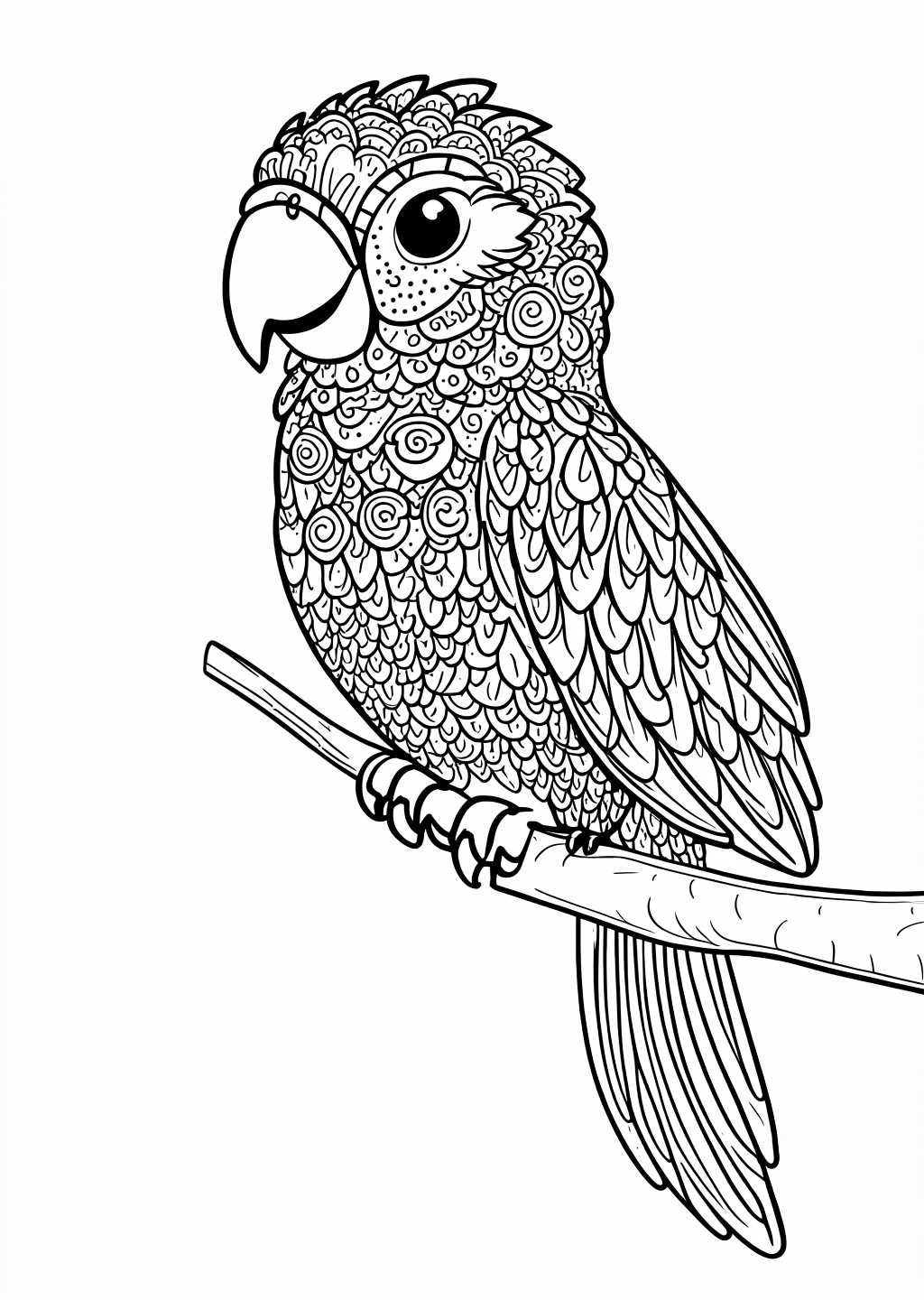 Parrot Coloring Page – line art