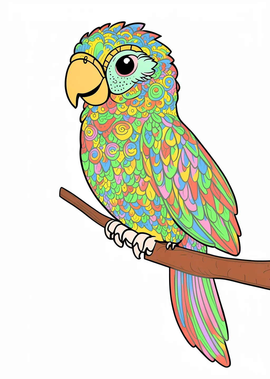Parrot Coloring Page – colored example