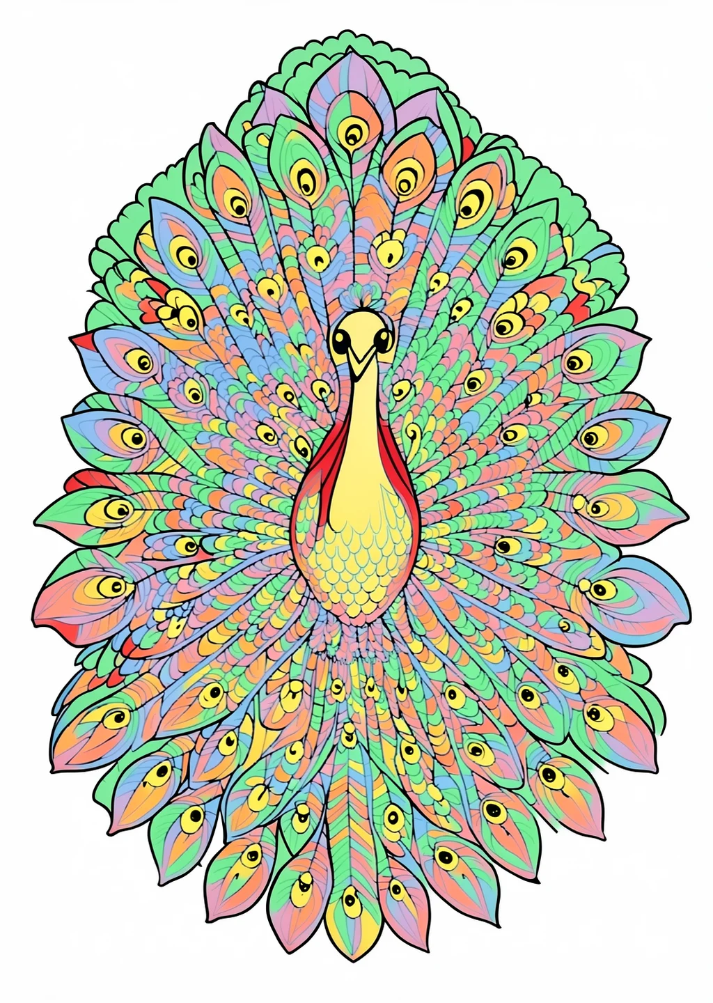 Peacock Coloring Page – colored example