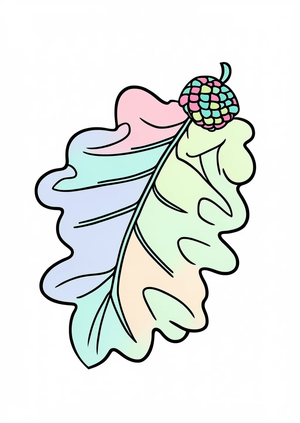 Oak Leaf Coloring Page – colored example