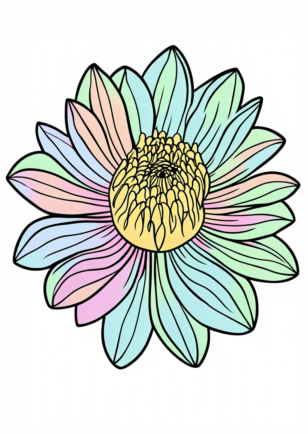 Anemone Flower Coloring Page – colored example
