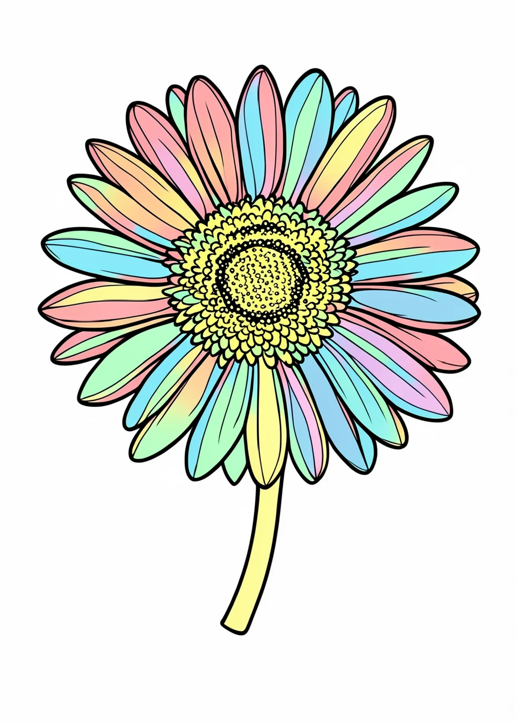 Gerbera Coloring Page – colored example