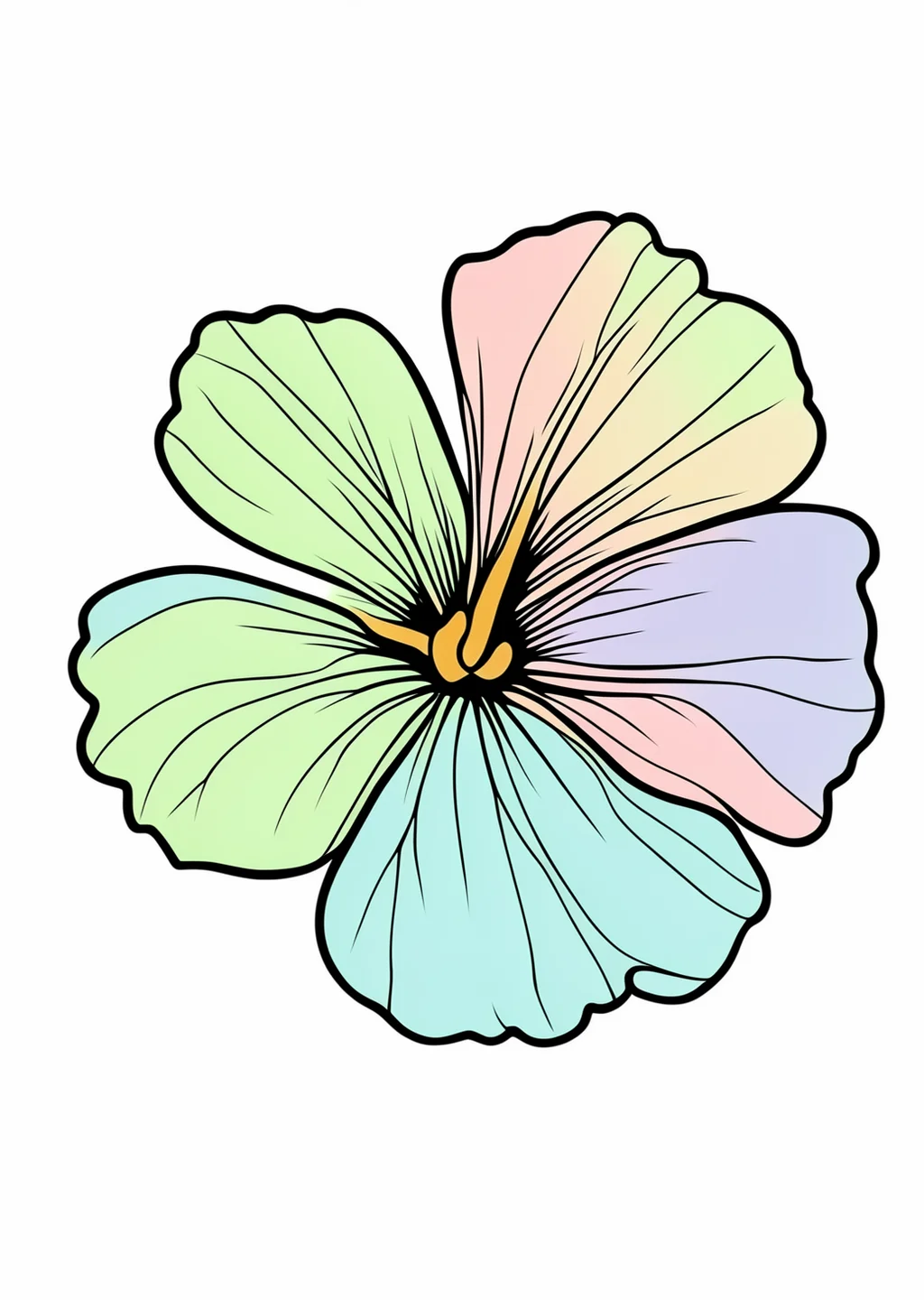 Hibiscus Coloring Page – colored example