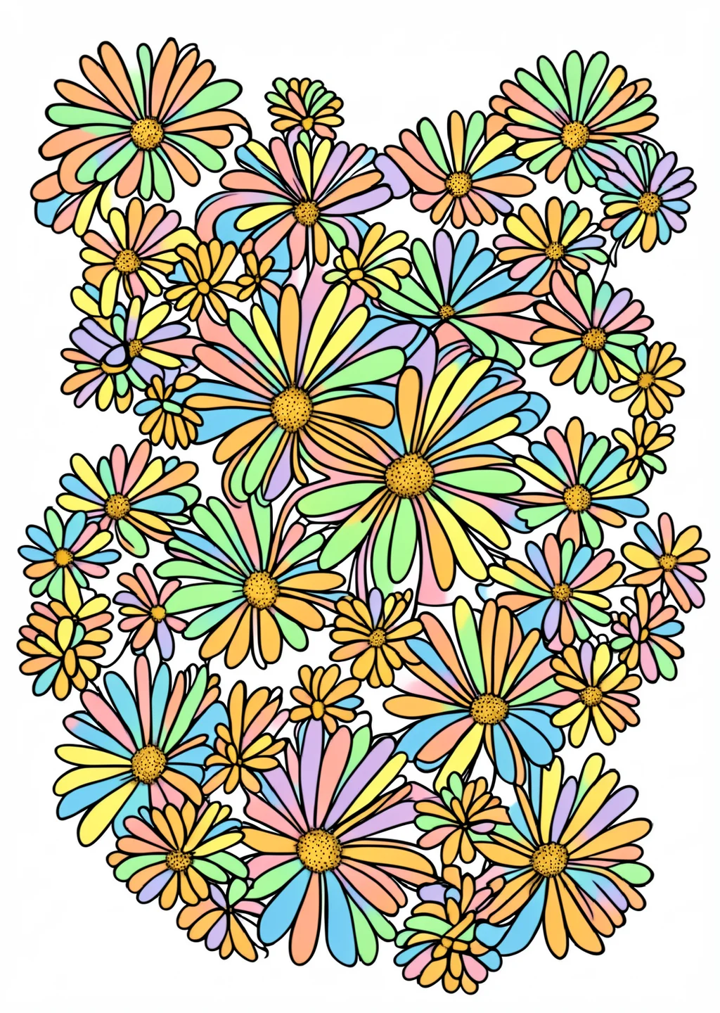 Chamomile Coloring Page – colored example