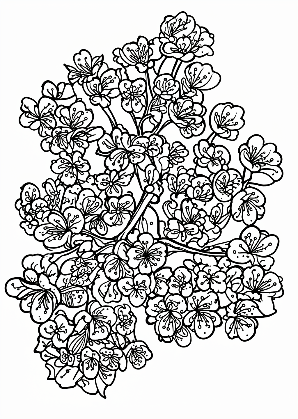 Flower Kirschbluete Coloring Page – line art