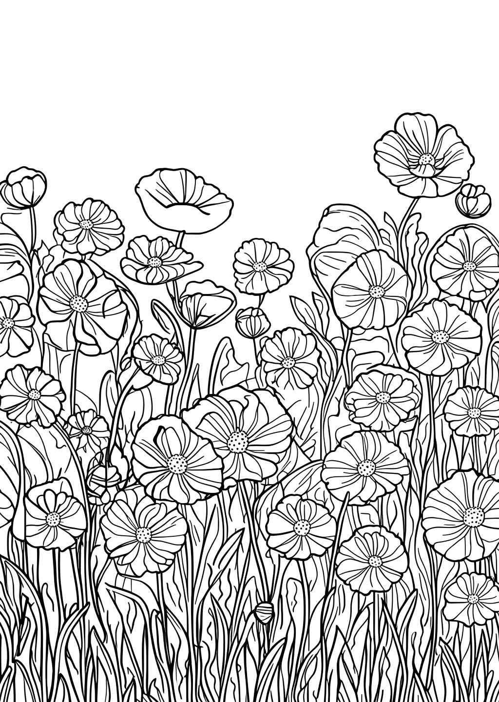Poppy Flower Coloring Page – line art