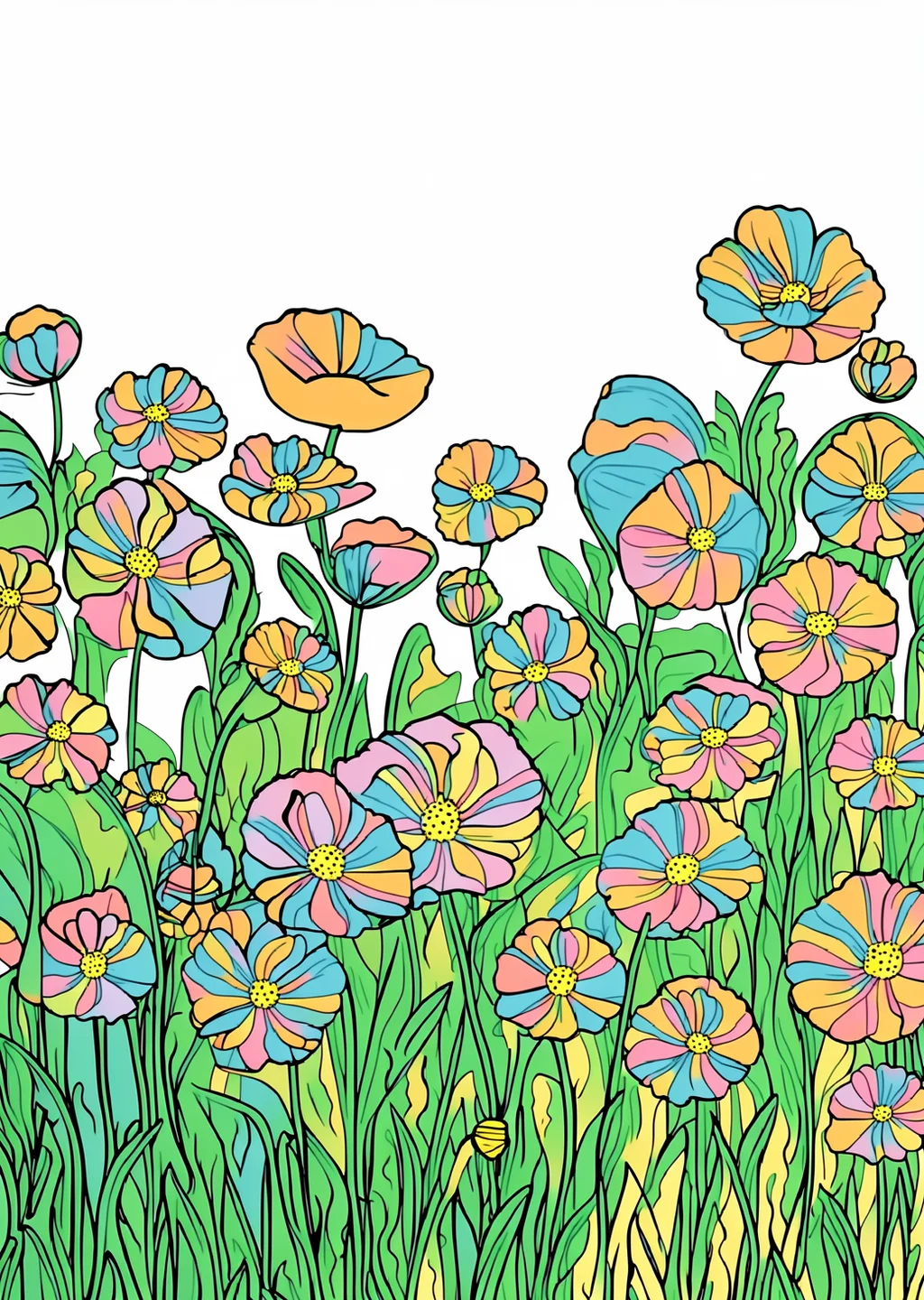 Poppy Flower Coloring Page – colored example