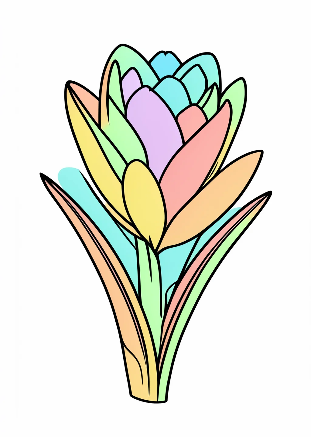 Crocus Flower Coloring Page – colored example